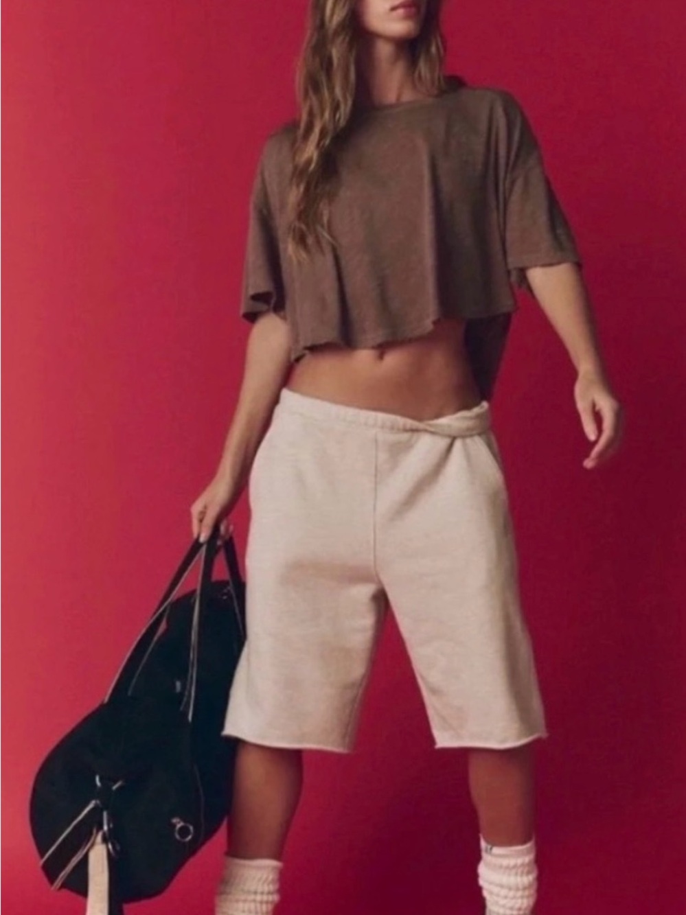 NWOT Free People, For The Win Long Shorts in Heather Pink Grey Size S - Picture 6 of 15